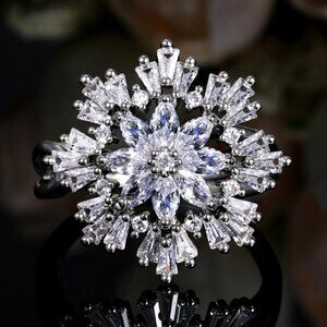✨Sweet Snowflake Zircon Lovely Dainty Flower Rings For Women, MARR9046